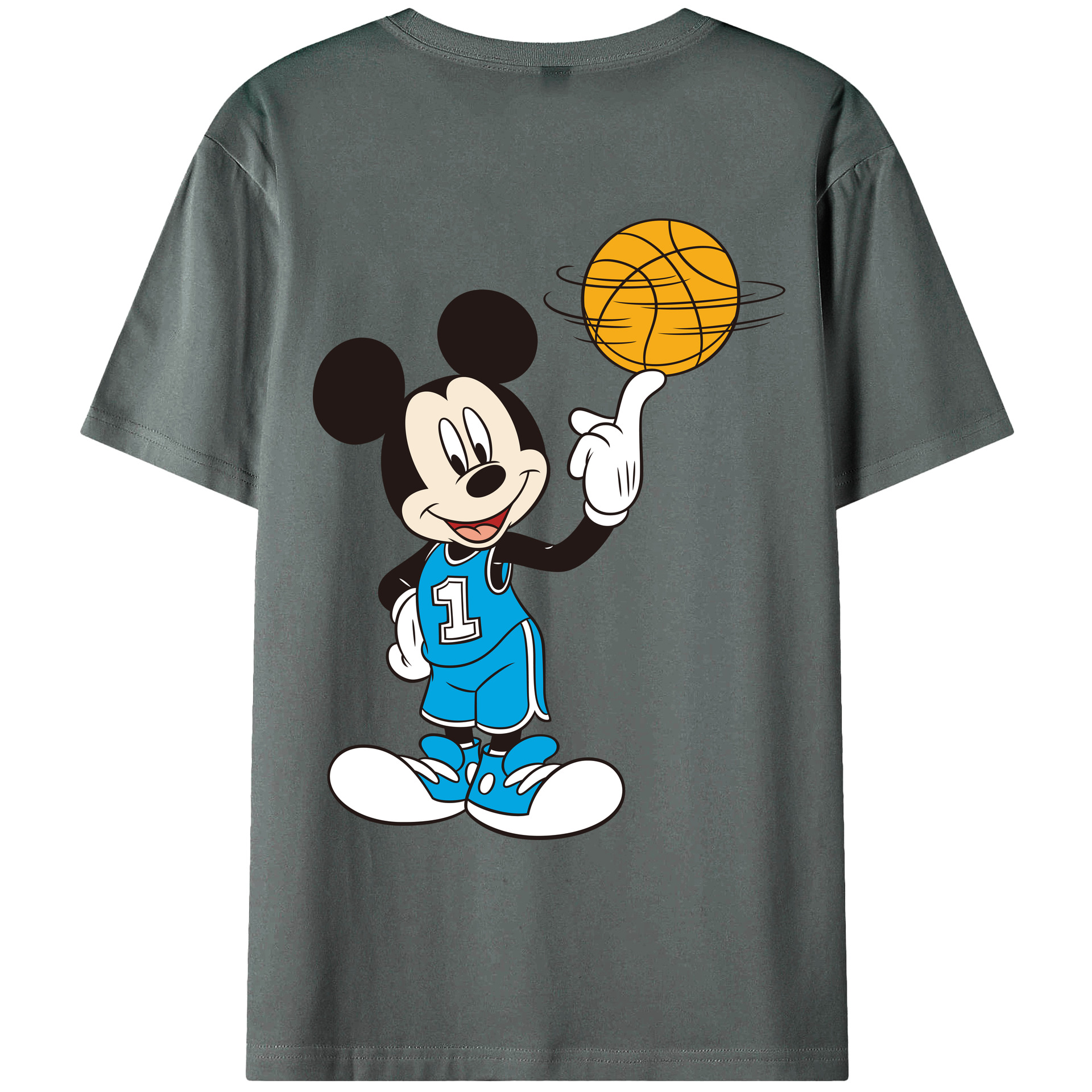 ミッキーマウス Mickey Mouse 綿100％ メンズ半袖Tシャツ（バックプリント） 通気性